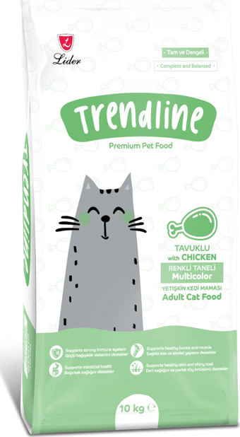 Trendline Renkli Taneli Tavuklu Yetişkin Kedi Maması 10 kg