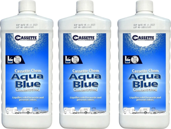 CASSETTE CHEMICALS Karavan Tekne Tuvalet Kimyasalı Aqua Blue Atık Parçalayıcı 3'lü Avantajlı Paket