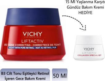 Vichy Liftactiv B3 Retinol İçeren Gece Kremi 50 Ml + Gündüz Kremi 15 Ml HEDİYE 