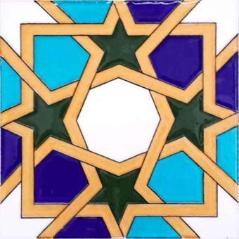 Armada Çini 20X20 Cm Sp 86 Tunus Kütahya Cami Çinisi Geometrik Desenli Seramik Çini Karo