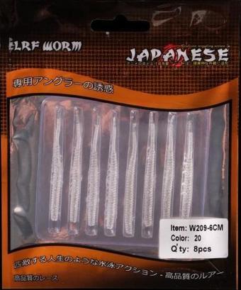 Japanese LRF Worm Silikon Solucan Yem 8'li 6cm Renk 22