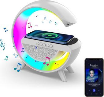 Büyük Boy Masa Gece Lambası Kablosuz Hızlı Şarj Bluetooth Hoparlör Speaker Gece Lambası Led G Lamba