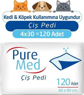 Puremed 60x90 cm Kedi Köpek Çiş Pedi 4X30 (120 Adet)