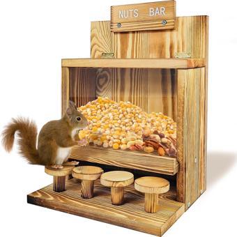 AnkaShop Sincap Yemi Mama İstasyonu Çam Ağacından Besleyici Sincap Bar Tabureli Ağaç Yemlik