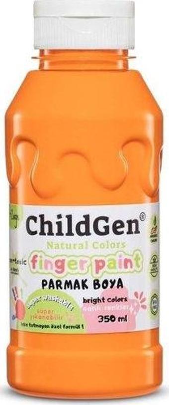 Childgen Süper Yıkanabilir Parmak Boyası 350 ml Şişe Turuncu