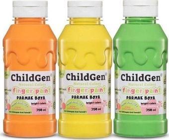 ChildGen Süper Yıkanabilir 3'lü Parmak Boya Pastel Set 350 ml (Turuncu, Sarı, Yeşil)