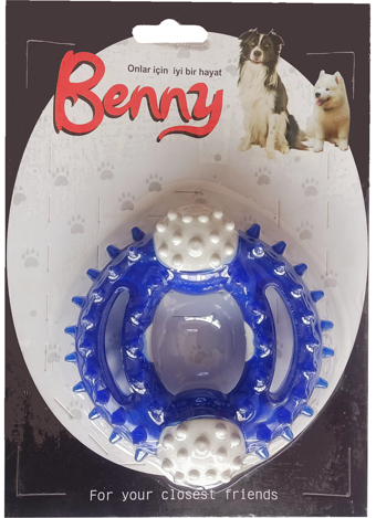 Benny Diş Kaşıma Köpek Oyuncağı Yuvarlak 9,5 cm Mavi