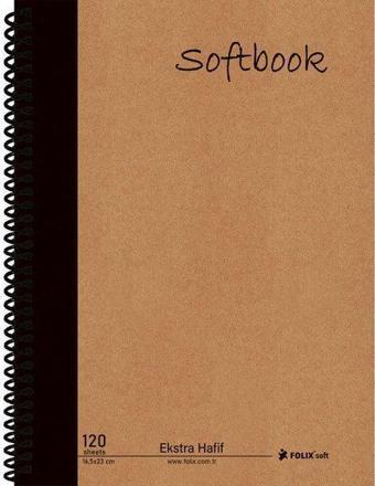 Folix Softbook 165 x 23 cm Sert Kapak Kraft Ekstra Hafif Krem Kağıt Spiralli Düz Defter 120 Yaprak