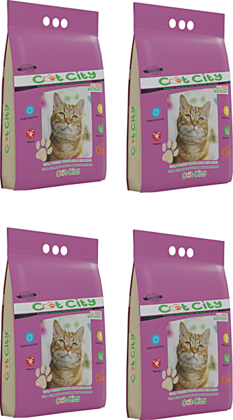 Cat City Ekstra Parfümlü Bentonit Topaklanan Kedi Kumu 10 Lt Lavantalı ( 4 ADET )