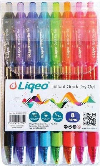 Lıqeo Liqeo Instant Dry Gel Pen 0.7 mm 8'Li Pvc