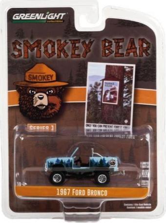 GreenLight 1/64 Ölçek Koleksiyonluk Model Araç 38020-C Smokey Bear Series 1 / 1967 Ford Bronco