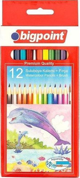 Bigpoint Aquarelle 12 Renk Fırçalı Kuru Boya