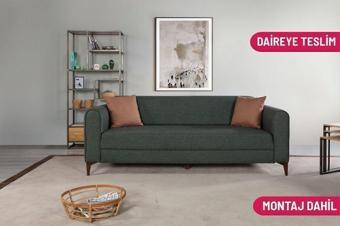 Perla Sofa Ferranti Yataklı Sandıklı Üçlü Kanepe Yeşil