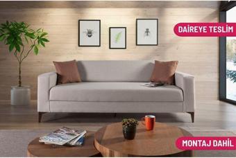 Perla Sofa Jersi Yataklı Sandıklı Kanepe Krem