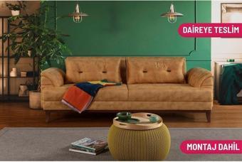 Perla Sofa Madrid Üçlü Yataklı Kanepe Bora Hardal