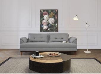 Perla Sofa Madrid Üçlü Yataklı Kanepe Keten Siyah Kazayağı