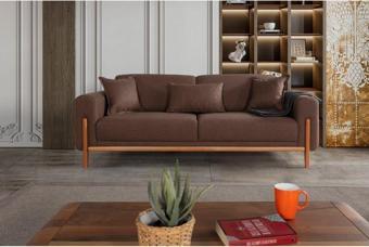 Perla Sofa Montana Yataklı Üçlü Koltuk Kahve