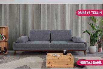 Perla Sofa Nelson Üçlü Koltuk Keten Açık Gri