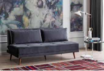 Perla Sofa Retro Kolsuz Yataklı Kanepe Antrasit