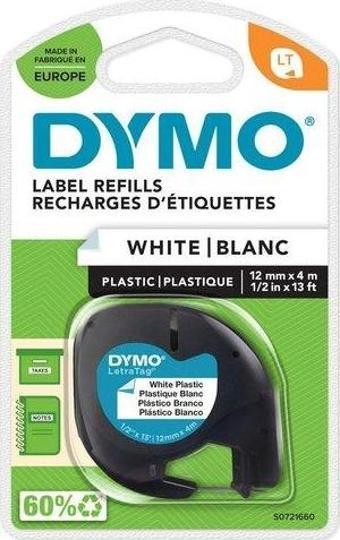 DYMO LetraTag Plastik Şerit 12 mm X 4 mt Beyaz (59422) S0721660