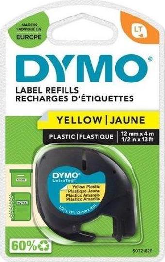 DYMO LetraTag Plastik Şerit 12 mm x 4 mt Sarı (59423) S0721620