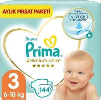 Prima Premium Care 3 Beden Bebek Bezi 144 Adet Midi Aylık Fırsat Paketi