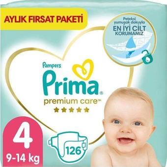 Prima Premium Care 4 Beden Bebek Bezi 126 Adet Maxi Aylık Fırsat Paketi