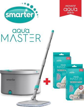 SMARTER AQUA MASTER TEMİZLİK SETİ 2 ADET YEDEK MOP TEMİZ & KİRLİ SUYU AYIRMA ÖZELLİĞİ OTOMATİK TEMİZLİK SETİ MOP PASPAS