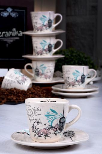 Keramika Retro Çay Takımı 12 Parça 6 Kişilik