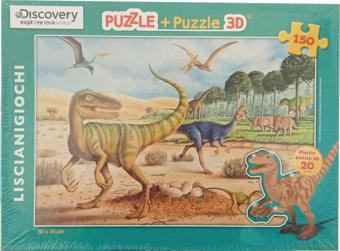 Dinazorlar 150 Parça Discovery Puzzle ve 3D 20 Parça Plastik Pazıl