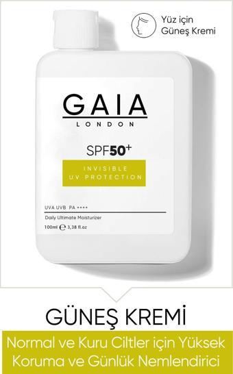 Gaia London Normal Ve Kuru Ciltler Için Yüksek Koruma Ve Günlük Nemlendirici 50Spf Uva/Uvb 100Ml Invısıble