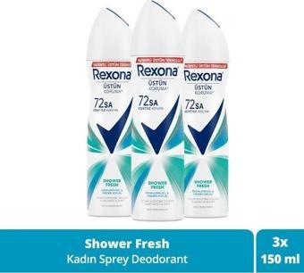 Rexona Kadın Sprey Deodorant Shower Fresh 72 Saat Kesintisiz Üstün Koruma 150 Mlx3