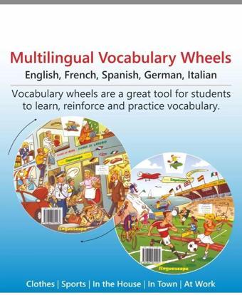 Kelime Çarkları Seti - 5 Dilde Temel Kelimeler (İngilizce, Almanca, İspanyolca, Fransızca, İtalyanca) Multilingual Vocab - Nüans