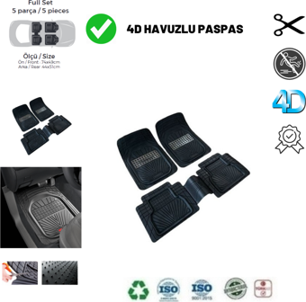 Universal Volvo Xc40 2023 Uyumlu Havuzlu Yeni Nesil Plus Paspas Siyah - Gri