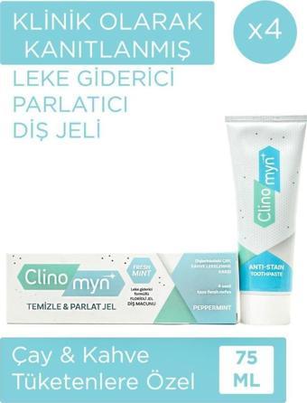 Clinomyn Fresh Temizleme Parlatma Jel Diş Beyazlatan ve Parlatan Diş Macunu 75 ml x 4 Adet