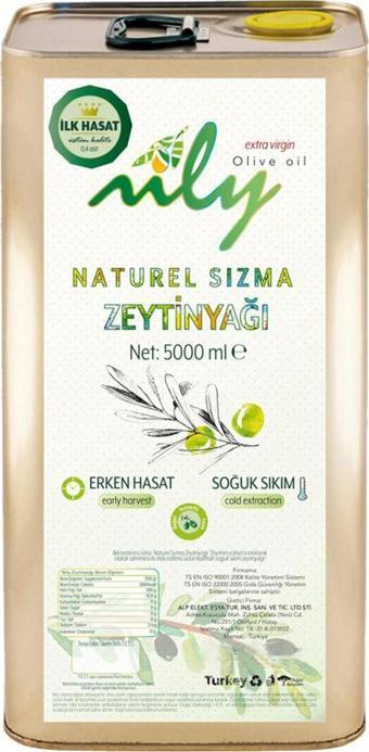 Nily İlk Hasat Soğuk Sıkım Sızma Zeytinyağı (5L)