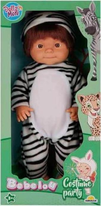 Dollz n More Bebelou Kostüm Partisi Bebeği 40 cm 26236 Zebra Kostümlü
