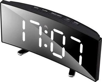 WHİTE LED MIRROR CLOCK BEYAZ LED IŞIKLI SAAT MASA SAATİ ALARM DERECE TARİH PİLLİ + USB DİJİTAL SAAT