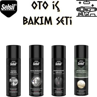 Selsil Oto İç Bakım Seti 4 Parça (Klima-Torpido-Kemer-Silikon Spreyi)