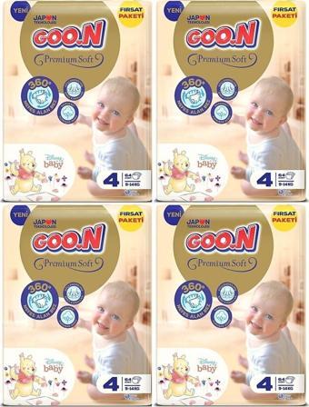 Goo.N Premium Soft 4 Beden Bebek Bezi 9-14 Kg 256 Adet