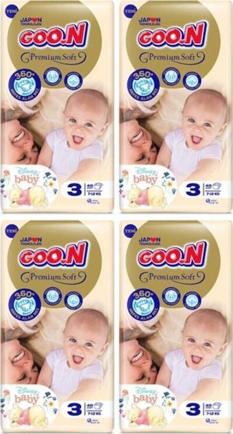 Goo.N Premium Soft Bebek Bezi 3 Beden Jumbo Paket 40'Lı 4 Adet