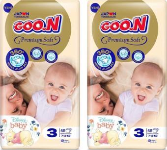 Goo.N Premium Soft Bebek Bezi 3 Beden Jumbo Paket 40'Lı X 2 Adet