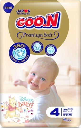 Goo.N Premium Soft Bebek Bezi 4 Beden 34 Adet