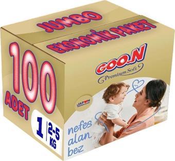 Goo.N Premium Soft Bebek Bezi Beden:1 (2-5Kg) Yeni Doğan 100 Adet Jumbo