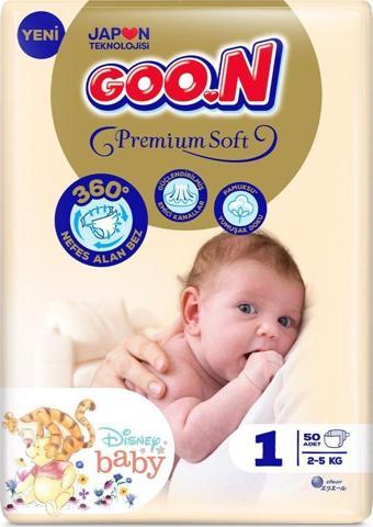 Goo.N Premium Soft Jumbo 1 Beden Yenidoğan 2-5 Kg 50'Li