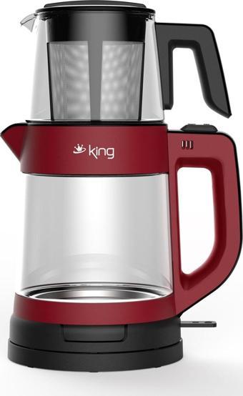 KİNG TEA PRO KCM330 CAM ÇAY MAKİNESİ KIRMIZI