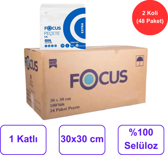 Focus Extra Peçete 30 cm. x 30 cm. % 100 Selüloz 2 Koli (48 Paket) (50001481)