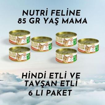 Yaş Mama 85 Gr Hindi Etli Ve Tavşan Etli 6 Lı Paket