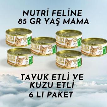 Yaş Mama 85 Gr Tavuk Etli Ve Kuzu Etli 6 Lı Paket