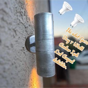 Full Reyon 14 Watt Amber Işık Eskitme Gri Çift Taraflı Plastik Kasa İç Ve Dış Mekan Aplik, Bahçe Duvar Armatürü
